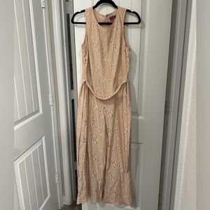 Vince Camuto Beige Floral Jumpsuit